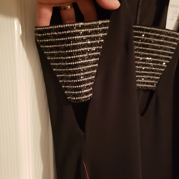 Bebe Cut Out Rhinestone Embellished LBD BNWT - Picture 7 of 11